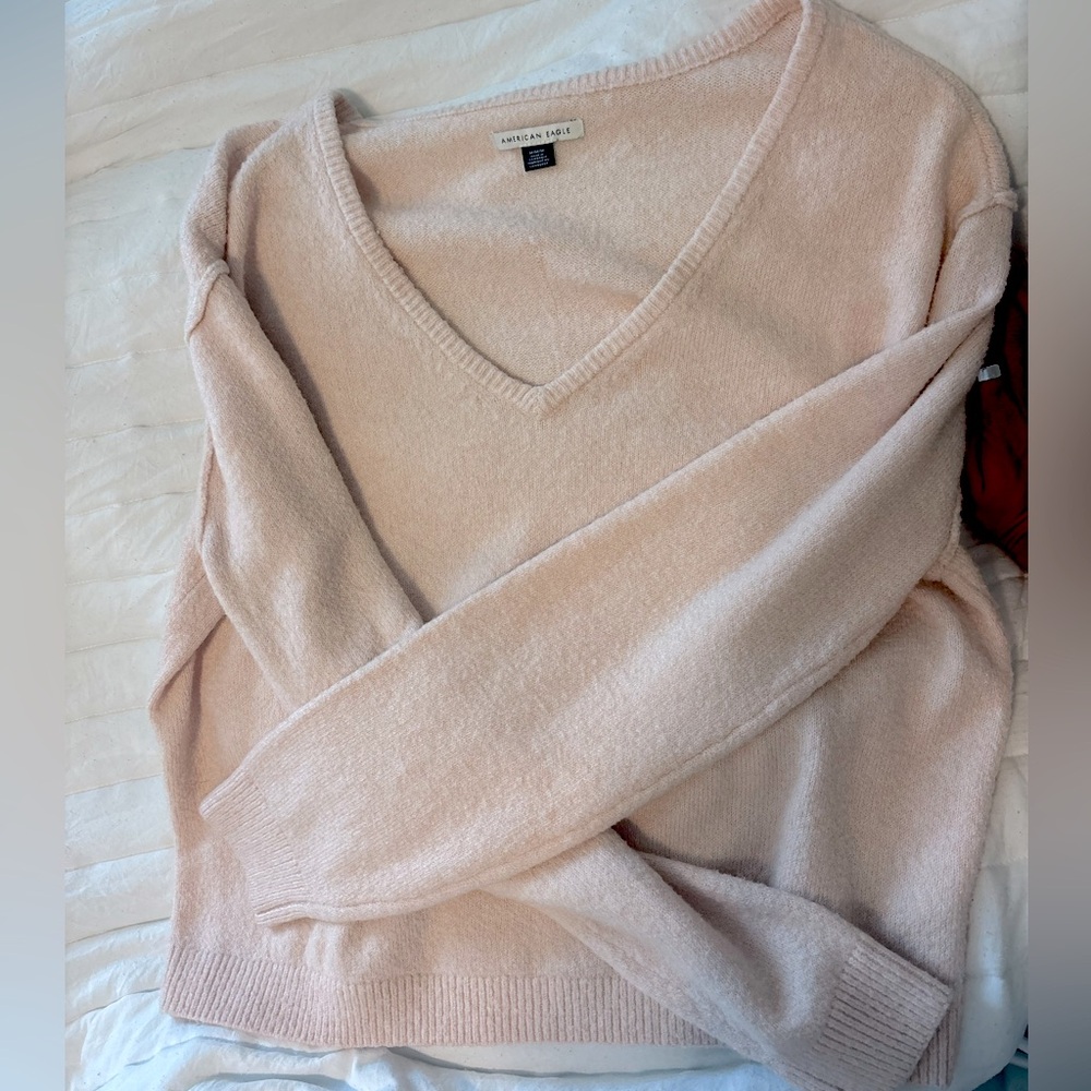 Light Pink V- Neck Sweather